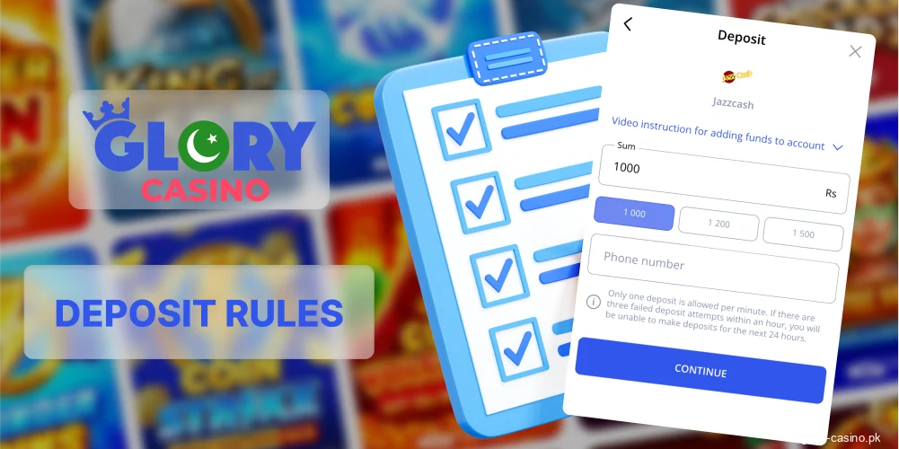 Glory Casino deposit rules explained