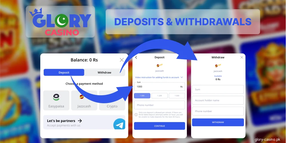 Payment Methods at Glory Casino
