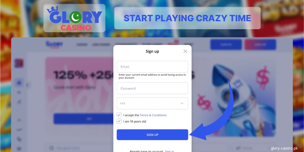 Deposit money to play Crazy Time