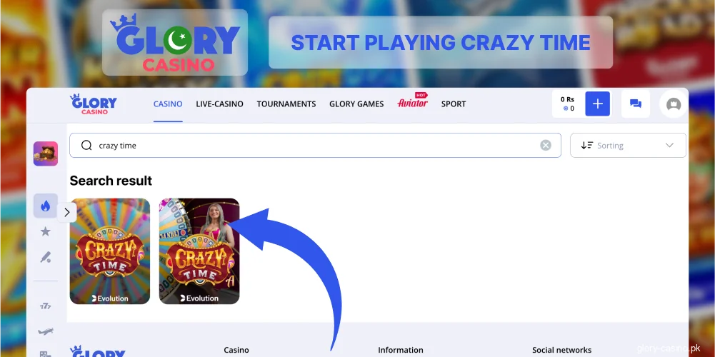 Play Crazy Time Glory Casino