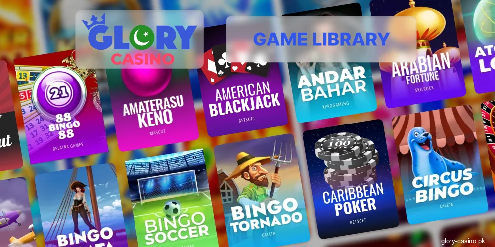 Game selection at Glory Casino site