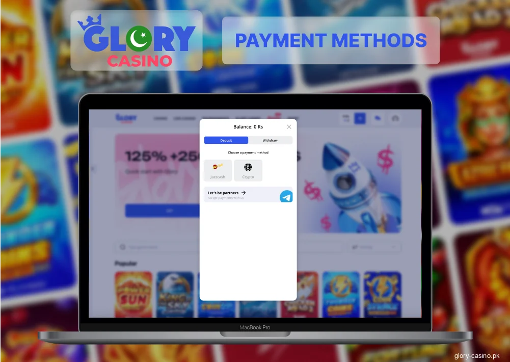 Deposit and withdraw on Glory Casino