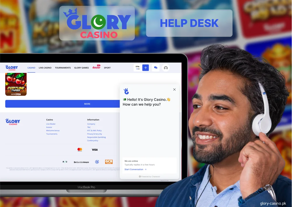 Glory Casino help desk for Pakistan