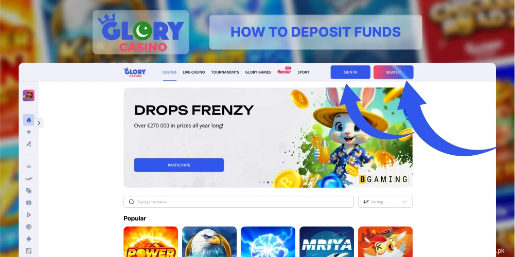 Login to Glory Casino account