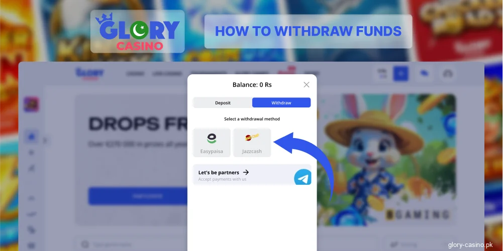 Pick withdrawal method Glory Casino