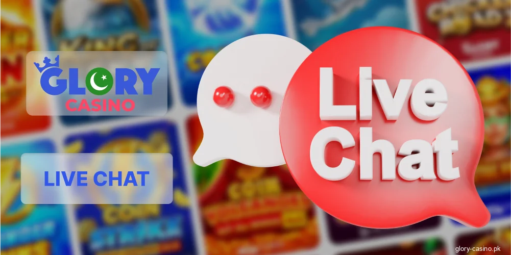 Customer support via live chat at Glory Casino