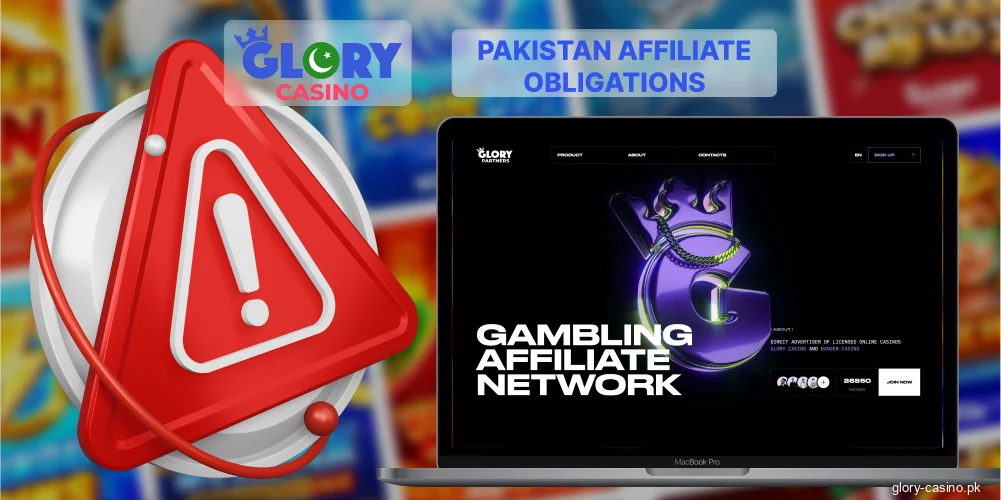 Affiliate rules for Glory Casino Pakistan