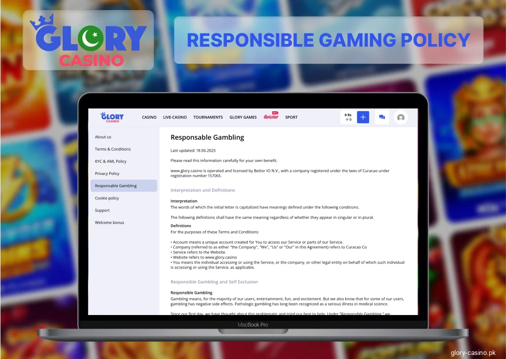 Glory Casino responsible gaming policy guide