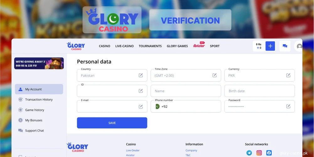Verify your Glory Casino account easily