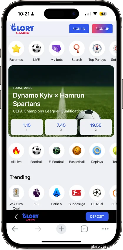 Glory Casino Sport Betting