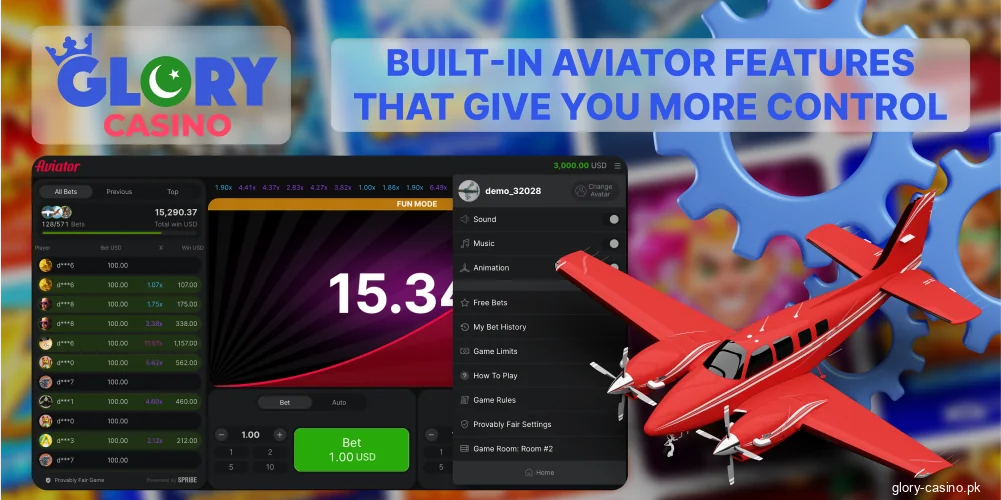 Aviator game tools at Glory Casino