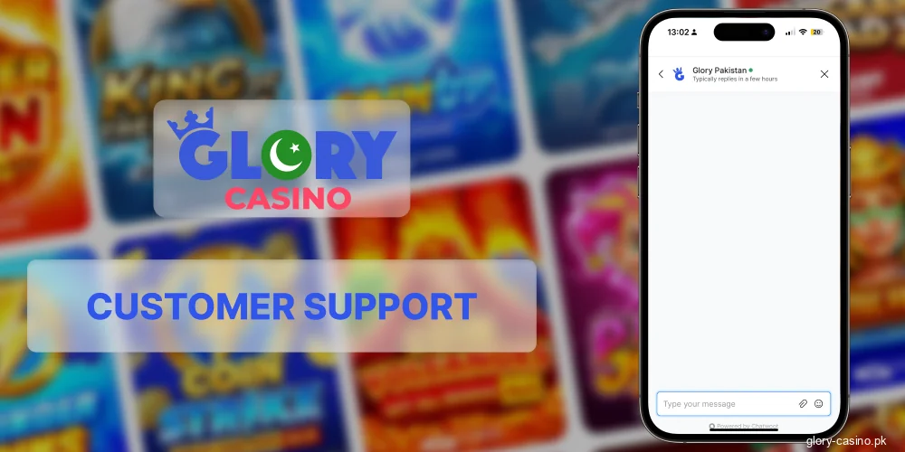 Customer support in Glory Casino app