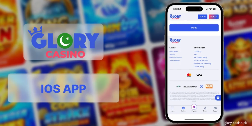 Scroll Glory Casino iOS download section