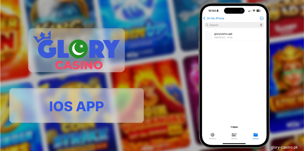 Locate Glory Casino IPA file iPhone