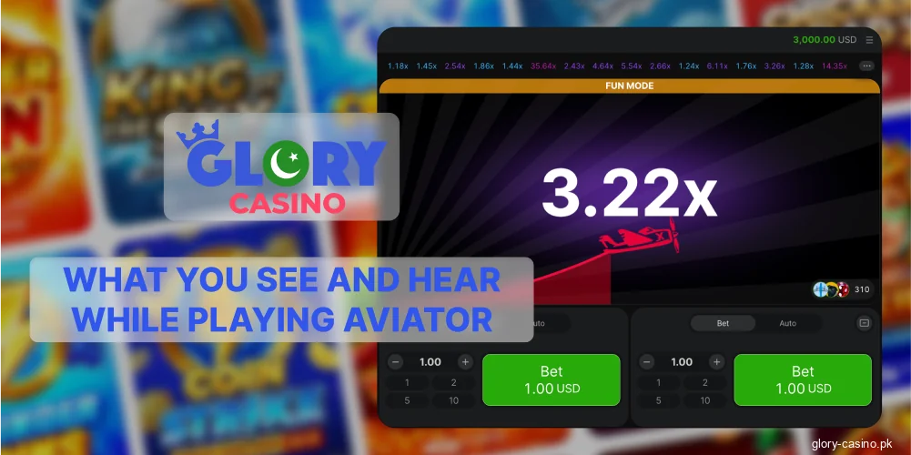 Aviator game visuals Glory Casino Pakistan