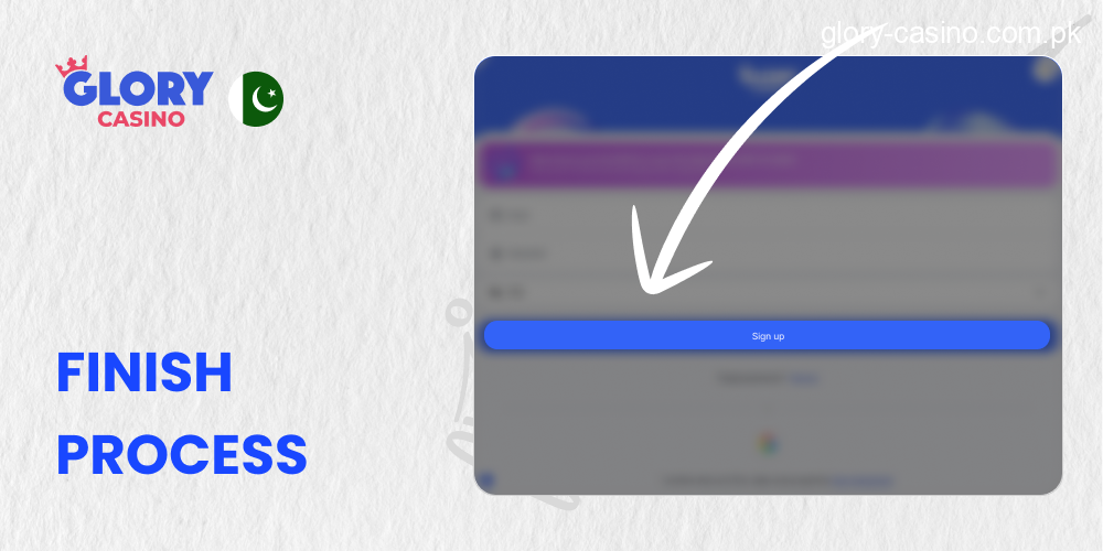 FInish account setup in Glory Casino