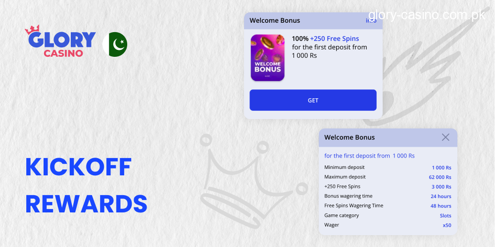 Welcome Rewards in Glory Casino Pakistan