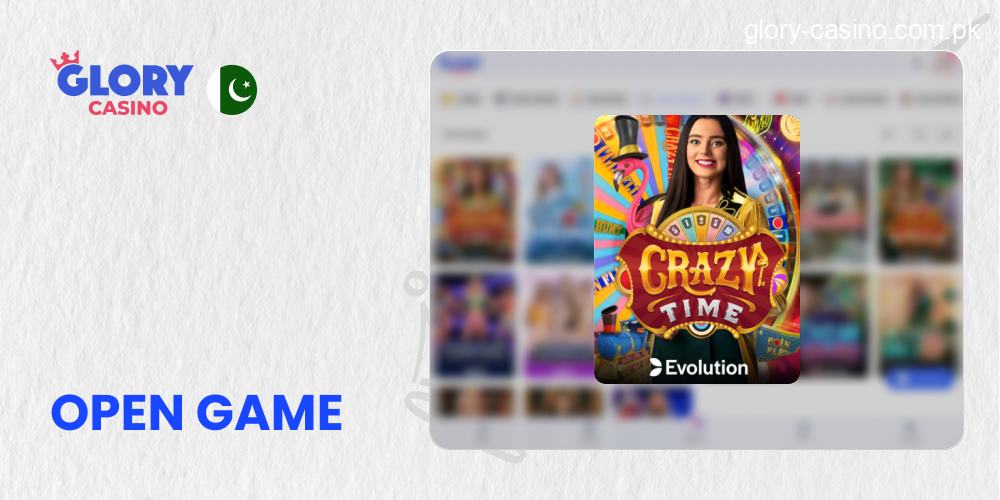 Open Game Show section and start play Crazy Time in Glory Casino